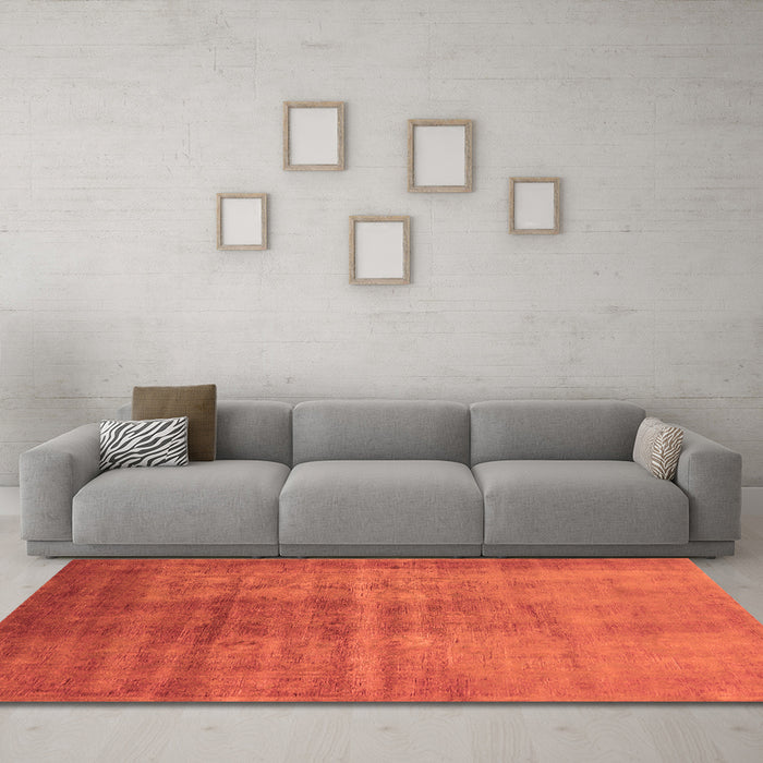 Machine Washable Oriental Orange Industrial Area Rugs in a Living Room, wshurb1566org