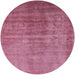 Round Machine Washable Industrial Modern Pink Rug, wshurb1566