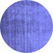 Round Oriental Blue Industrial Rug, urb1566blu