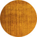 Round Oriental Yellow Industrial Rug, urb1566yw