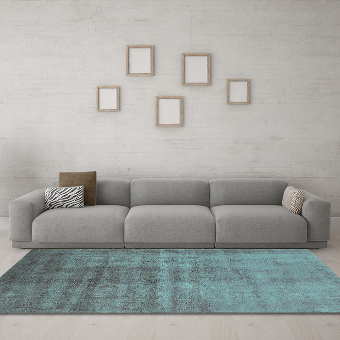 Machine Washable Oriental Turquoise Industrial Area Rugs in a Living Room,, wshurb1566turq