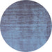 Round Oriental Light Blue Industrial Rug, urb1566lblu