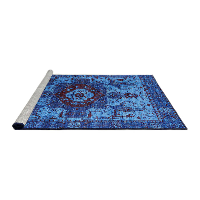 Sideview of Machine Washable Industrial Modern Denim Dark Blue Rug, wshurb1567