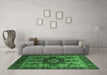 Machine Washable Oriental Emerald Green Industrial Area Rugs in a Living Room,, wshurb1567emgrn