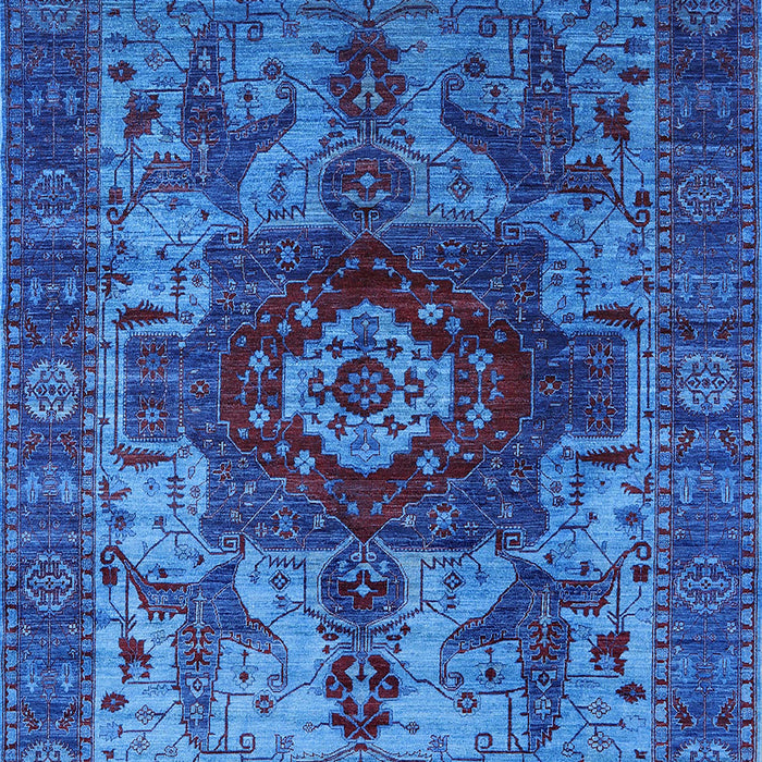 Mid-Century Modern Denim Dark Blue Oriental Rug, urb1567
