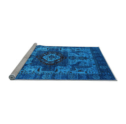 Sideview of Machine Washable Oriental Light Blue Industrial Rug, wshurb1567lblu