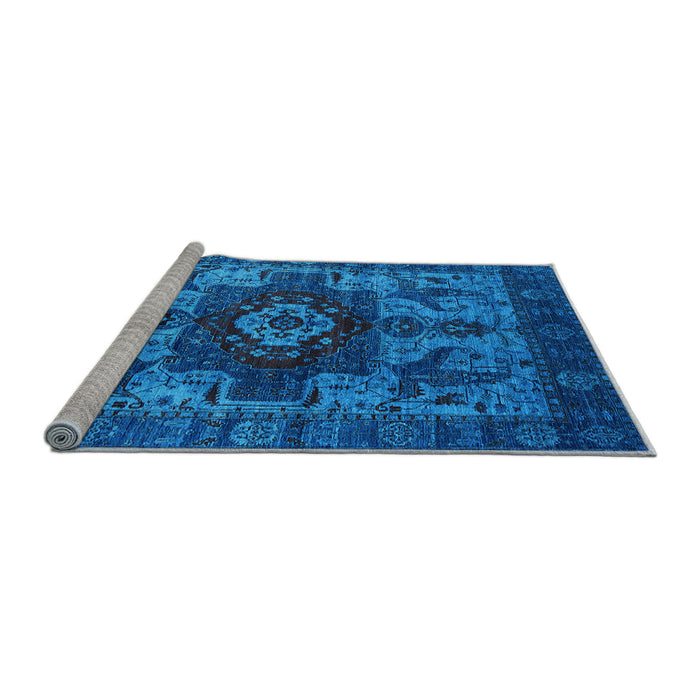 Sideview of Machine Washable Oriental Light Blue Industrial Rug, wshurb1567lblu