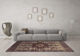 Machine Washable Oriental Brown Industrial Rug in a Living Room,, wshurb1567brn