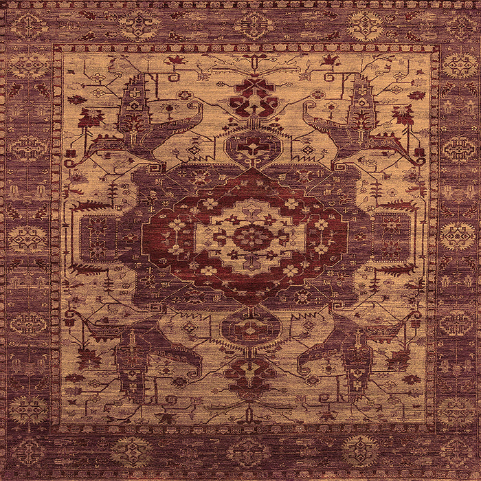 Square Machine Washable Oriental Orange Industrial Area Rugs, wshurb1567org