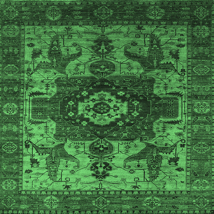 Square Oriental Emerald Green Industrial Rug, urb1567emgrn