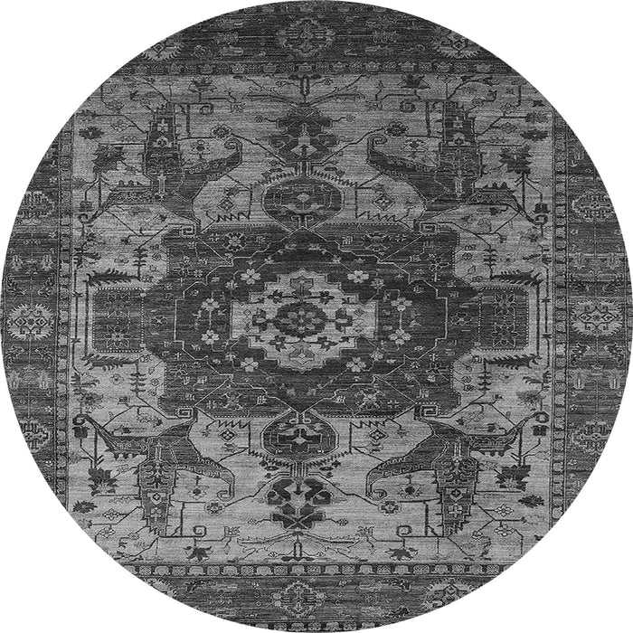 Round Oriental Gray Industrial Rug, urb1567gry