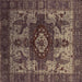 Square Machine Washable Oriental Brown Industrial Rug, wshurb1567brn