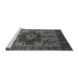 Sideview of Machine Washable Oriental Gray Industrial Rug, wshurb1567gry
