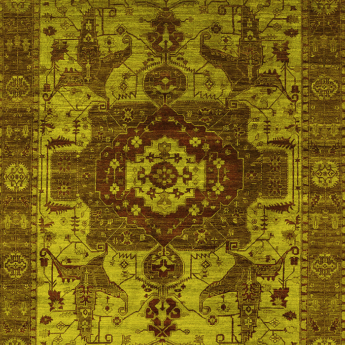 Machine Washable Oriental Yellow Industrial Rug, wshurb1567yw