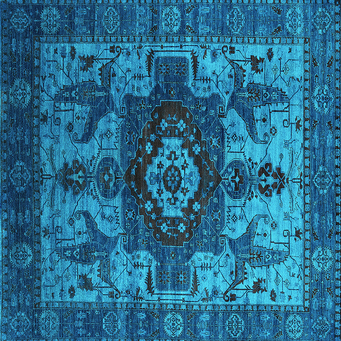 Square Oriental Turquoise Industrial Rug, urb1567turq