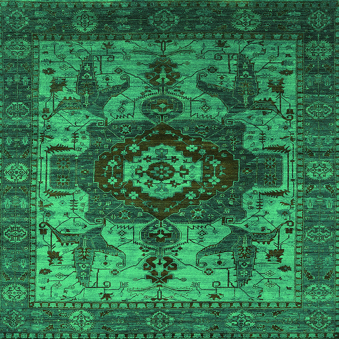 Square Oriental Green Industrial Rug, urb1567grn