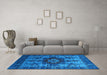 Machine Washable Oriental Light Blue Industrial Rug in a Living Room, wshurb1567lblu