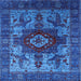 Square Mid-Century Modern Denim Dark Blue Oriental Rug, urb1567