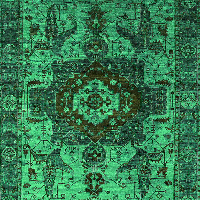 Machine Washable Oriental Green Industrial Area Rugs, wshurb1567grn
