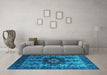 Machine Washable Oriental Turquoise Industrial Area Rugs in a Living Room,, wshurb1567turq