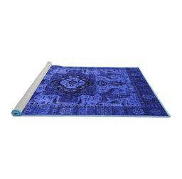 Sideview of Machine Washable Oriental Blue Industrial Rug, wshurb1567blu