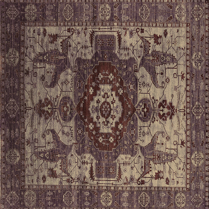 Square Oriental Brown Industrial Rug, urb1567brn