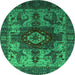 Round Oriental Green Industrial Rug, urb1567grn