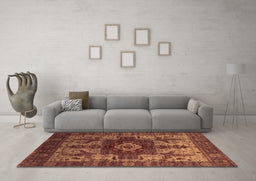 Machine Washable Oriental Orange Industrial Area Rugs in a Living Room, wshurb1567org