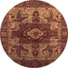 Round Oriental Orange Industrial Rug, urb1567org