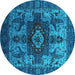 Round Oriental Turquoise Industrial Rug, urb1567turq