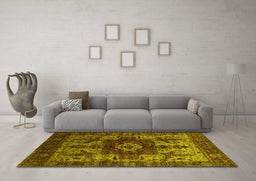 Machine Washable Oriental Yellow Industrial Rug in a Living Room, wshurb1567yw