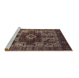Sideview of Machine Washable Oriental Brown Industrial Rug, wshurb1567brn