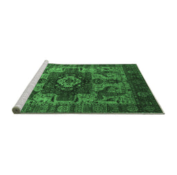 Sideview of Machine Washable Oriental Emerald Green Industrial Area Rugs, wshurb1567emgrn