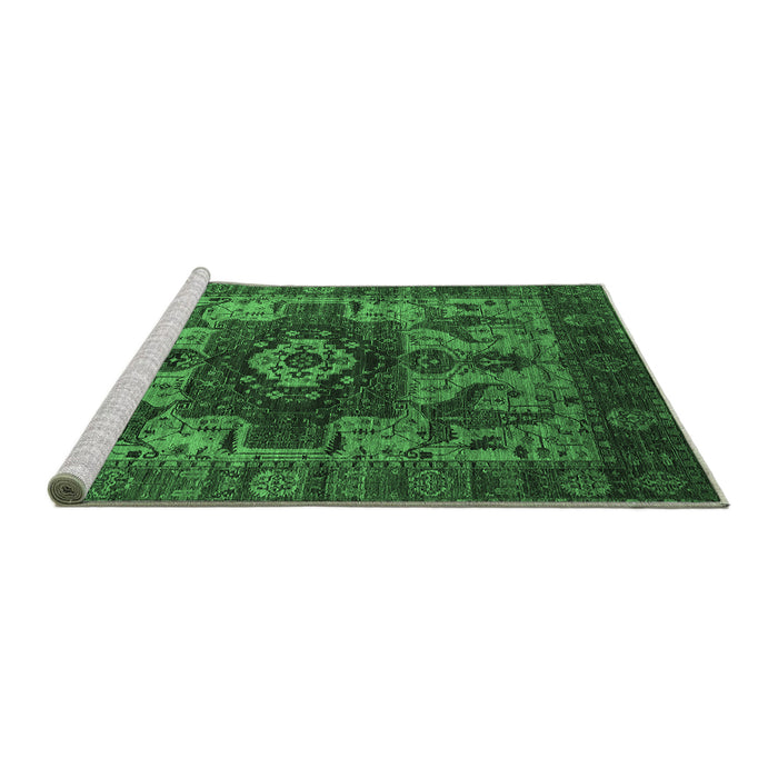 Sideview of Machine Washable Oriental Emerald Green Industrial Area Rugs, wshurb1567emgrn