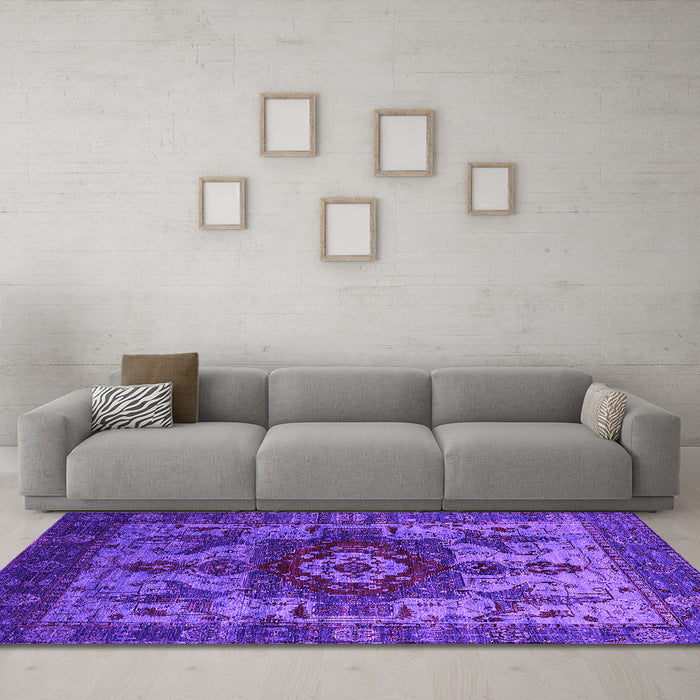 Machine Washable Oriental Pink Industrial Rug in a Living Room, wshurb1567pnk
