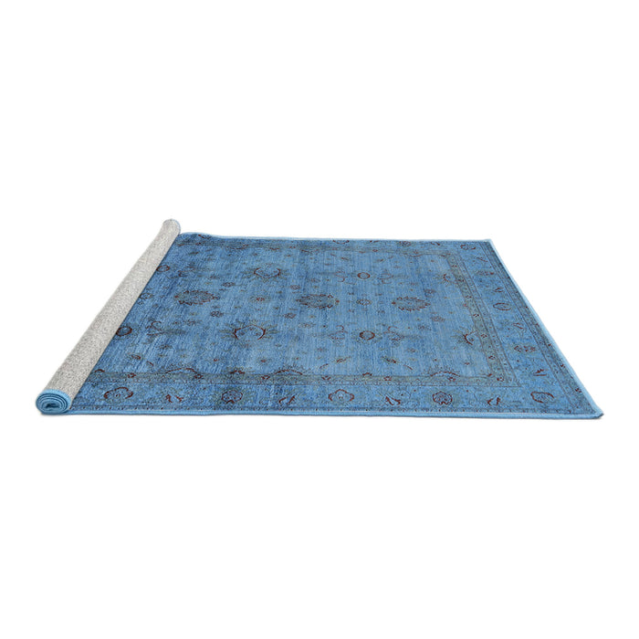 Sideview of Machine Washable Industrial Modern Blue Rug, wshurb1568
