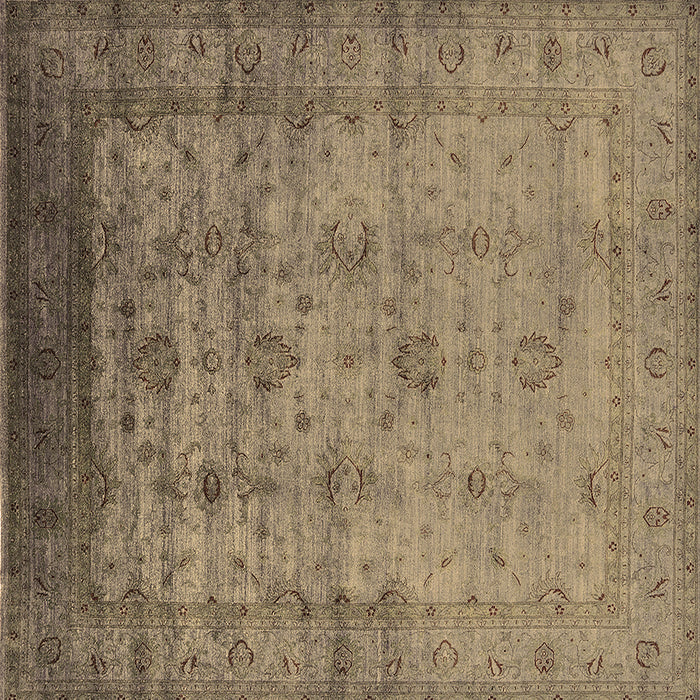 Square Machine Washable Oriental Brown Industrial Rug, wshurb1568brn
