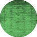 Round Oriental Emerald Green Industrial Rug, urb1568emgrn