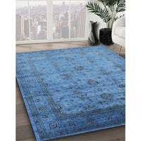 Mid-Century Modern Blue Oriental Rug, urb1568