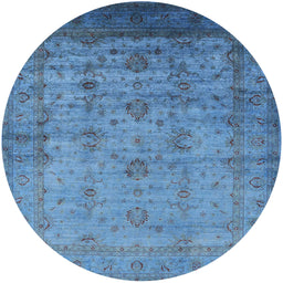 Round Mid-Century Modern Blue Oriental Rug, urb1568