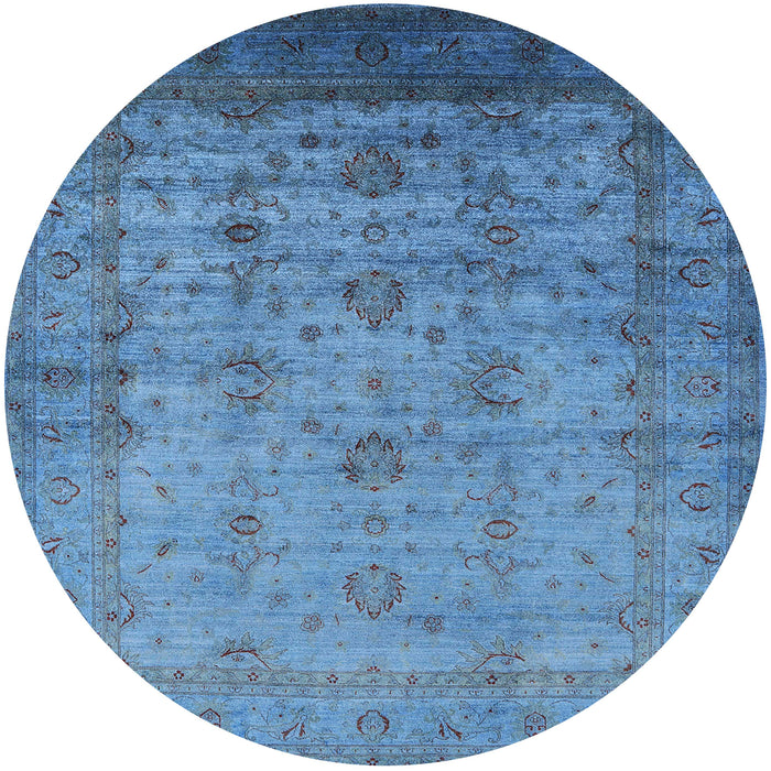 Round Mid-Century Modern Blue Oriental Rug, urb1568