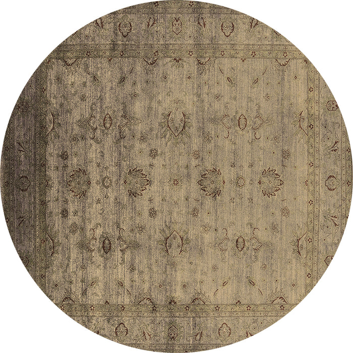 Round Machine Washable Oriental Brown Industrial Rug, wshurb1568brn