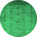 Round Oriental Green Industrial Rug, urb1568grn