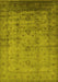 Machine Washable Oriental Yellow Industrial Rug, wshurb1568yw