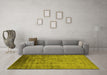Machine Washable Oriental Yellow Industrial Rug in a Living Room, wshurb1568yw