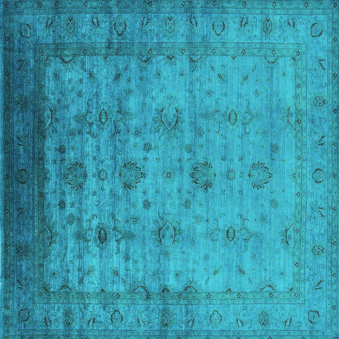 Square Oriental Turquoise Industrial Rug, urb1568turq