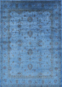 Machine Washable Industrial Modern Blue Rug, wshurb1568