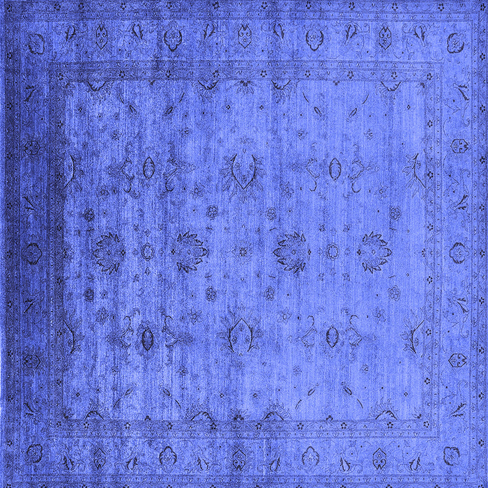 Square Machine Washable Oriental Blue Industrial Rug, wshurb1568blu