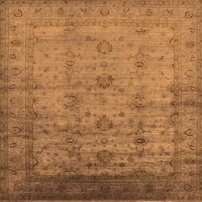 Square Oriental Orange Industrial Rug, urb1568org