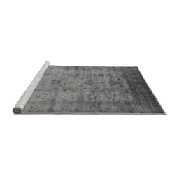 Sideview of Machine Washable Oriental Gray Industrial Rug, wshurb1568gry